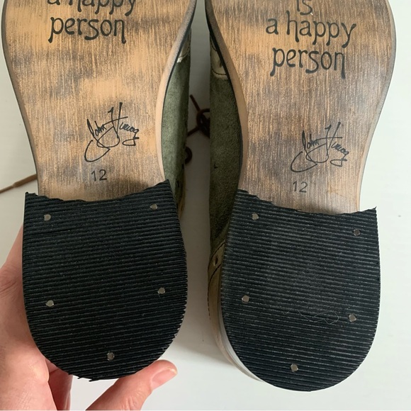 John Fluevog | Adrians Amanda Wingtip Gray Green & Yellow Suede Oxford Size 12 - Picture 12 of 16